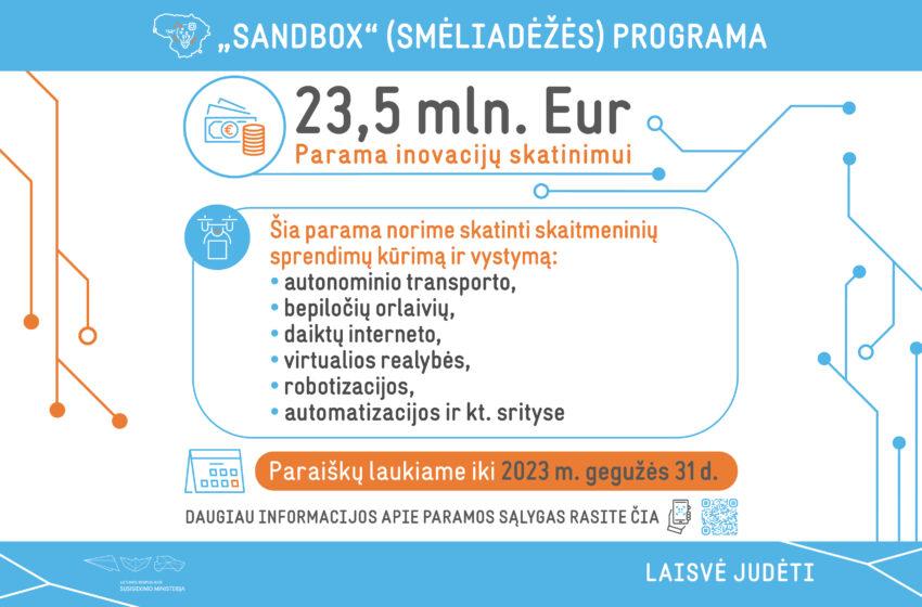  Susisiekimo ministerija kviečia dalyvauti „Sandbox“ programoje: inovacijų įvairiose srityse skatinimui skiriama 23,5 mln. Eur parama